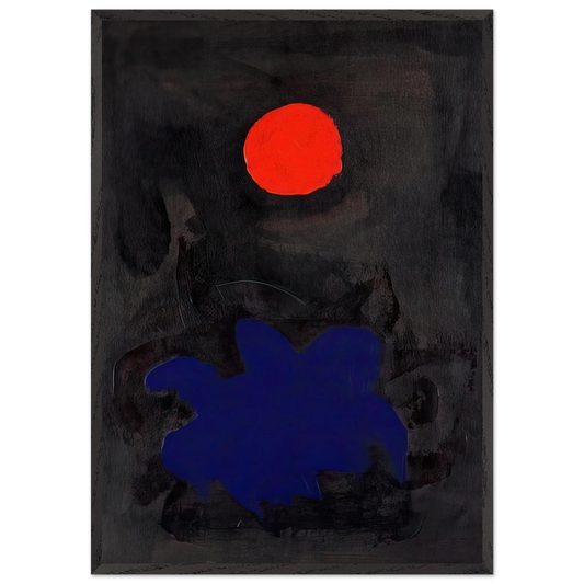 Blue on Black - 1970 - Adolph Gottlieb 70x100 cm / 28x40 inches Framed Art Print – Black Wooden Frame