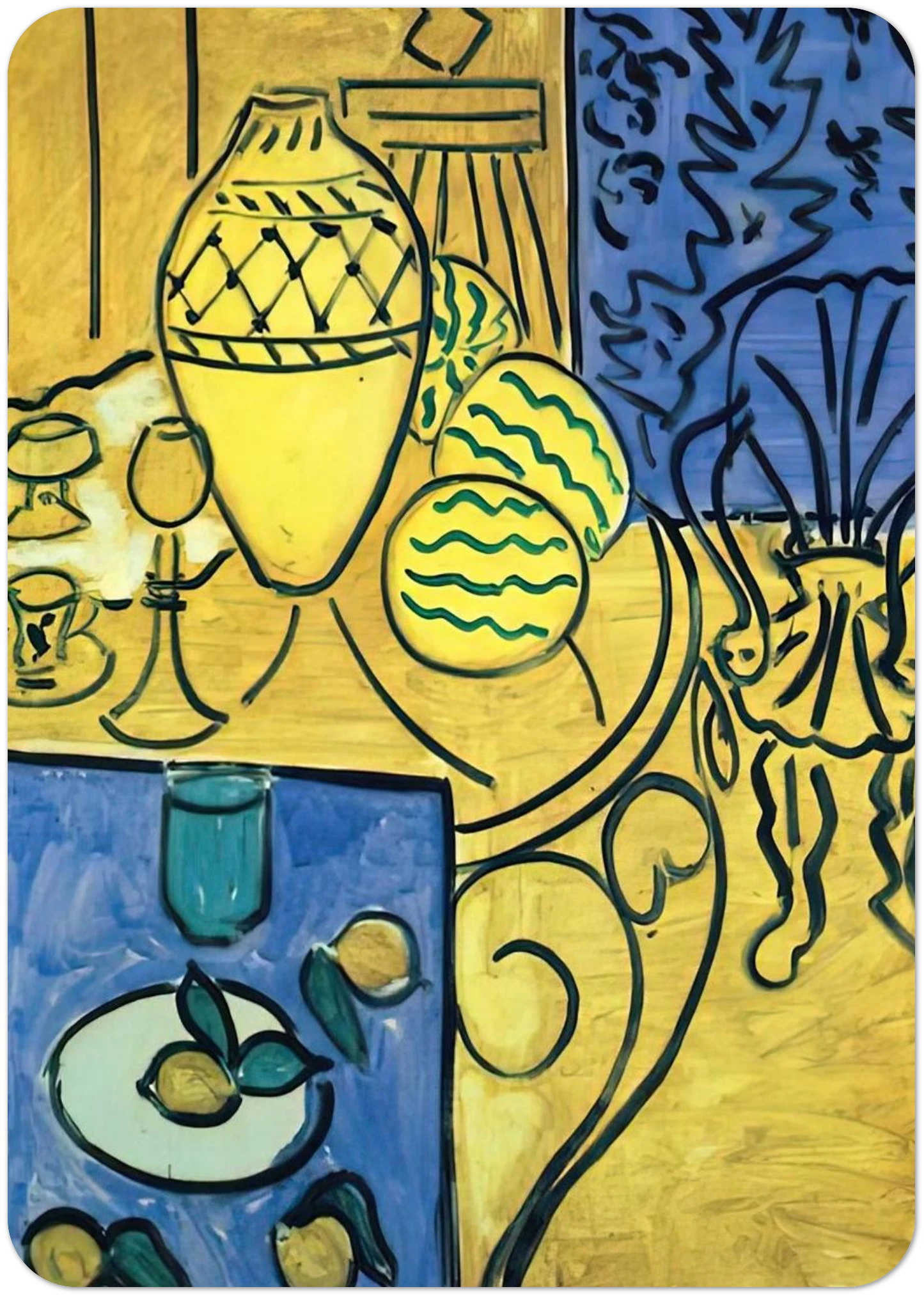 INTERIOR IN YELLOW 1946 By Henri Matisse Pack of 10 Post Cards | Henri Matisse Post Cards | A6 (10.5 x 14.8 cm) - 4.1 x 5.8 inches