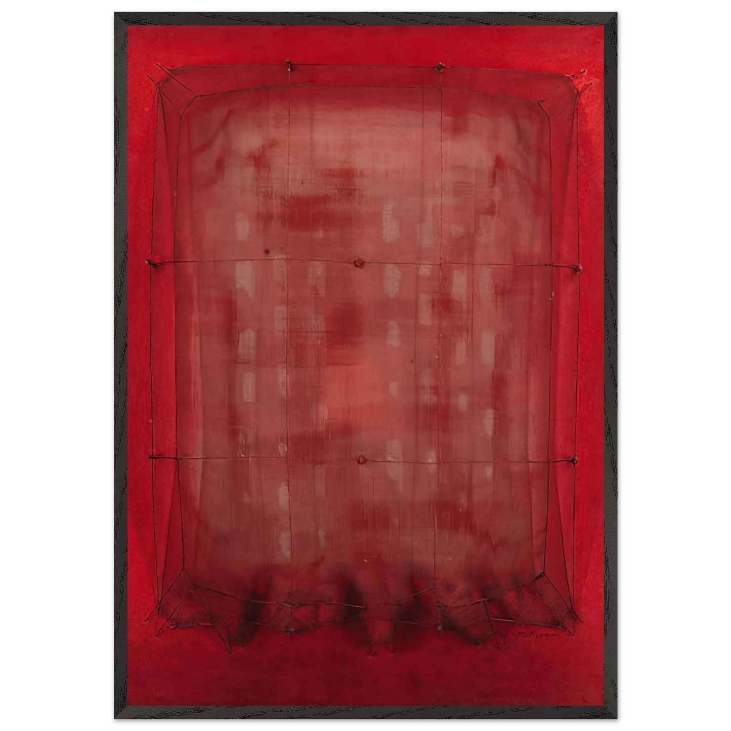Espejo vestido de rojo - Art Informel - Manuel Rivera 70x100 cm / 28x40 inches Framed Art Print – Black Wooden Frame
