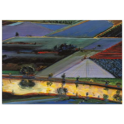 Farm Channel - 1996 - Wayne Thiebaud Brushed Aluminum Print - 70x100 cm / 28x40 inches | Wayne Thiebaud Aluminum Print | Wayne Thiebaud Prints