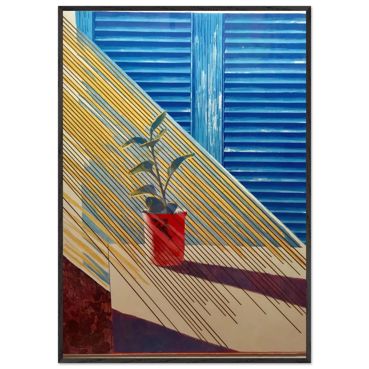 David Hockney - David Hockney Wall art - 21x29.7 cm / 8x12" - Premium Wooden Framed Poster With Fine Art Paper - White frame
