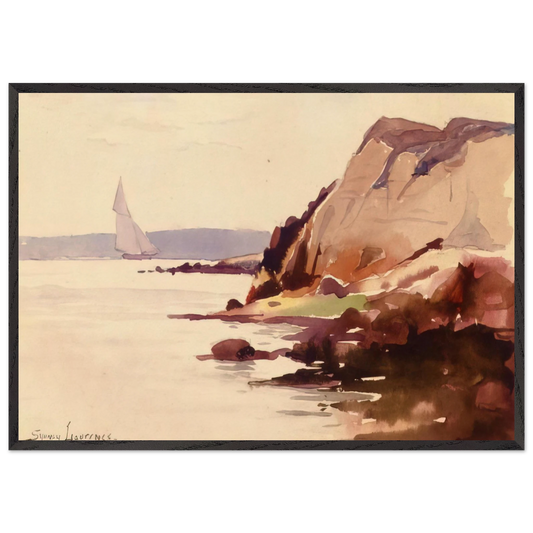 Sailing off Gloucester Coast - 1888 - Sydney Laurence 70x100 cm / 28x40 inches Framed Art Print – Black Wooden Frame