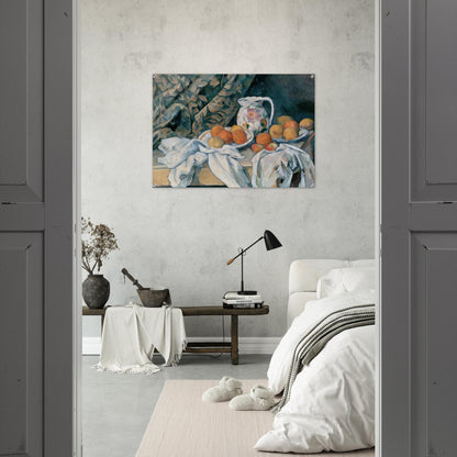 Still Life with Curtain and Flowered Pitcher - Paul Cézanne Acrylic Print - 70x100 cm / 28x40″ inches
