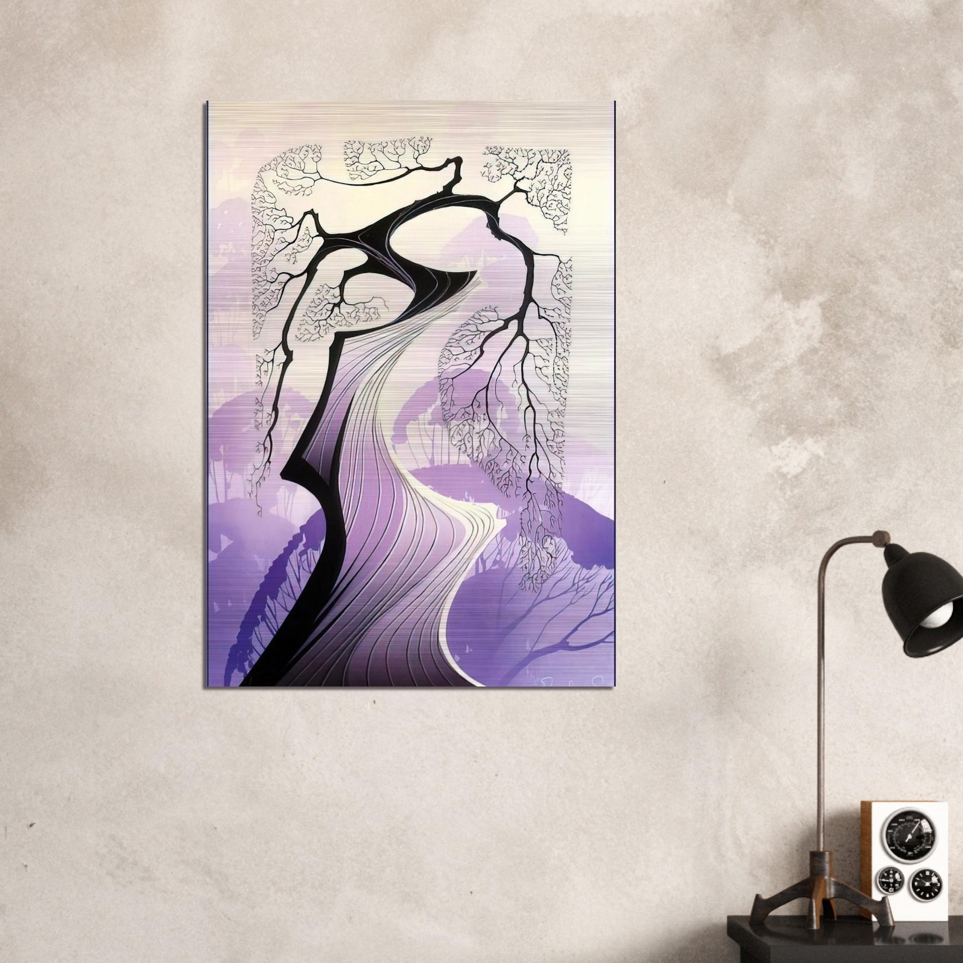 Carmel Cypress - Eyvind Earle Brushed Aluminum Print - 70x100 cm / 28x40 inches | Eyvind Earle Aluminum Print | Eyvind Earle Prints