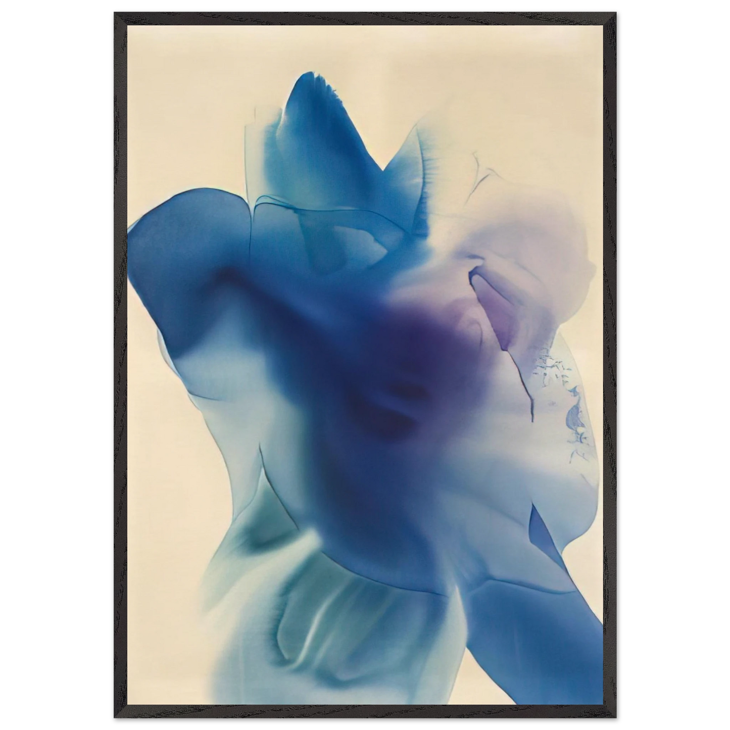 Phenomena Astral Blue - 1968 - Paul Jenkins 70x100 cm / 28x40 inches Framed Art Print – Black Wooden Frame