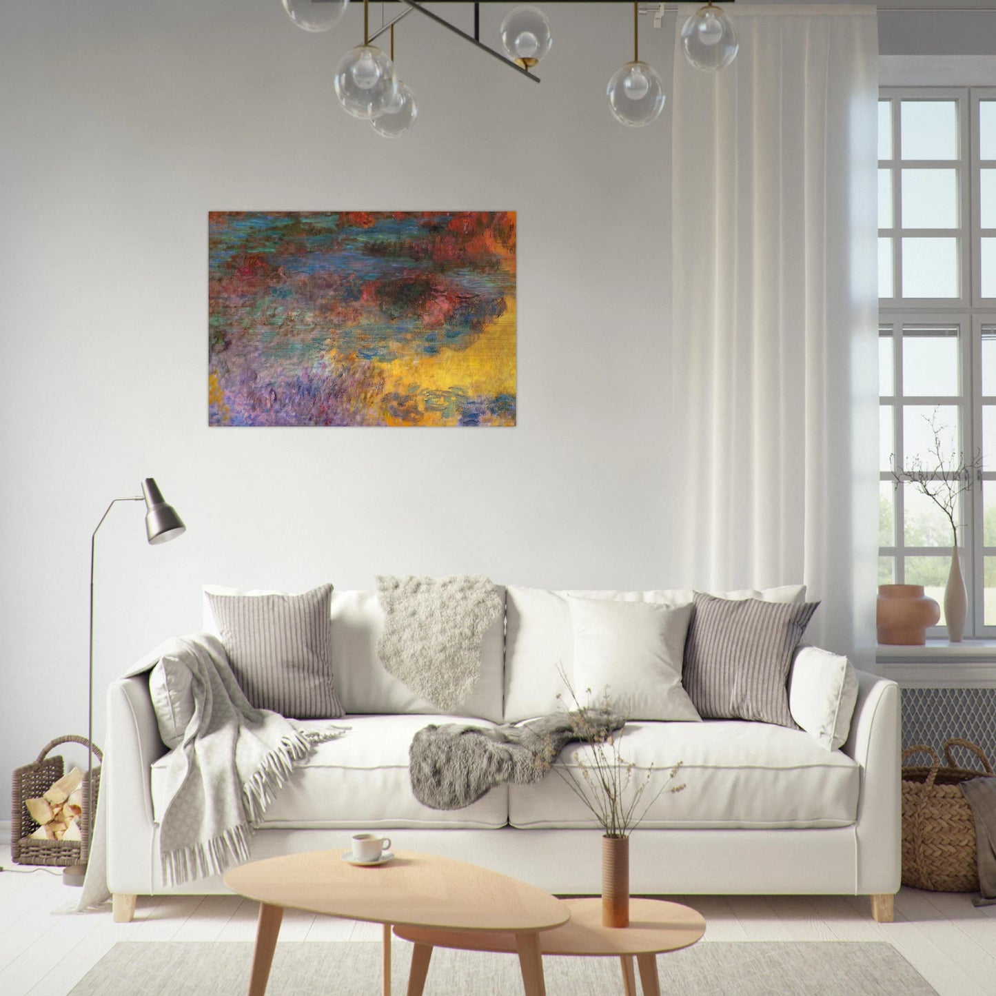 Water Lily Pond, Evening left panel - claude monet Brushed Aluminum Print - 70x100 cm / 28x40 inches | claude monet Aluminum Print | claude monet Prints