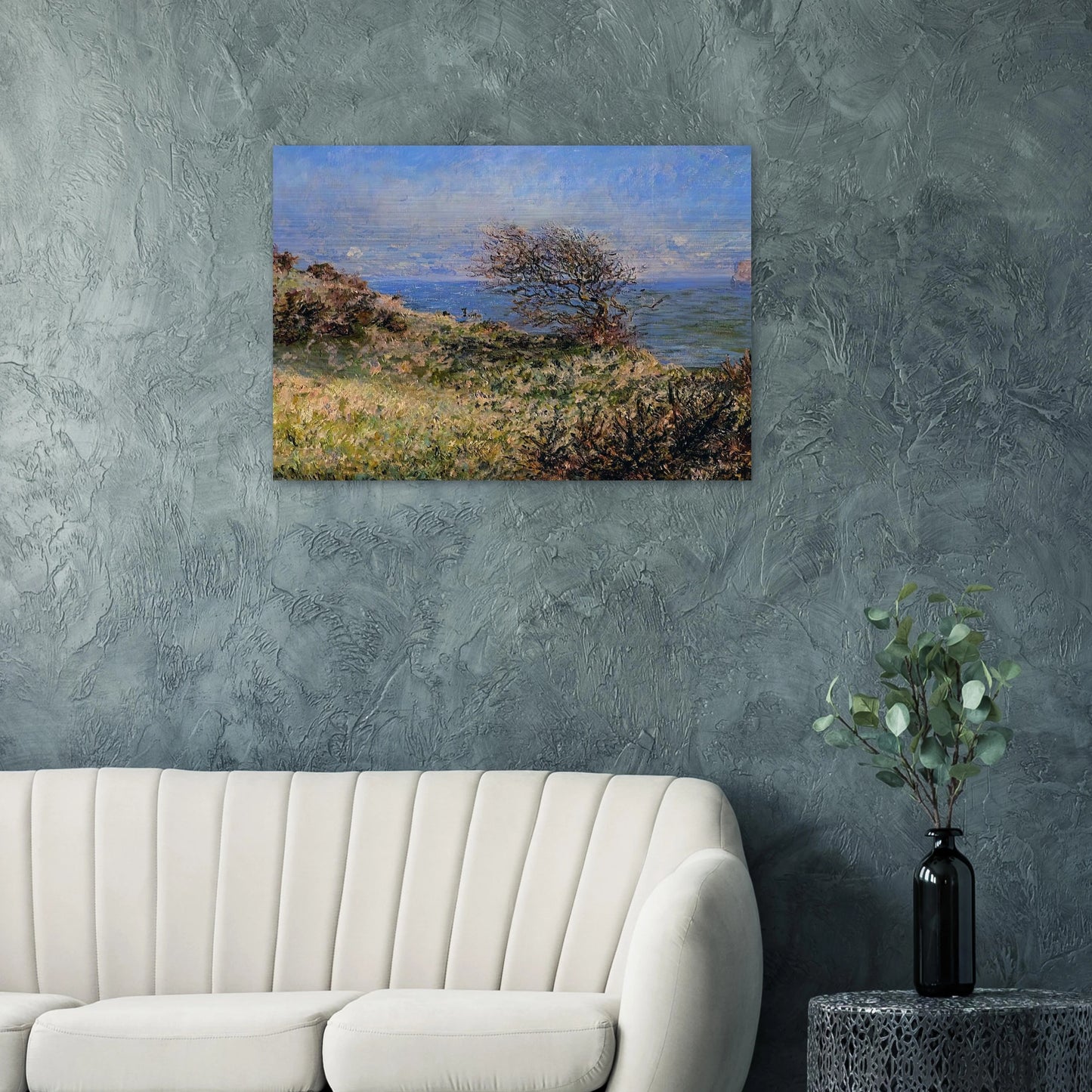On the Cliff at Fecamp - claude monet Brushed Aluminum Print - 70x100 cm / 28x40 inches | claude monet Aluminum Print | claude monet Prints