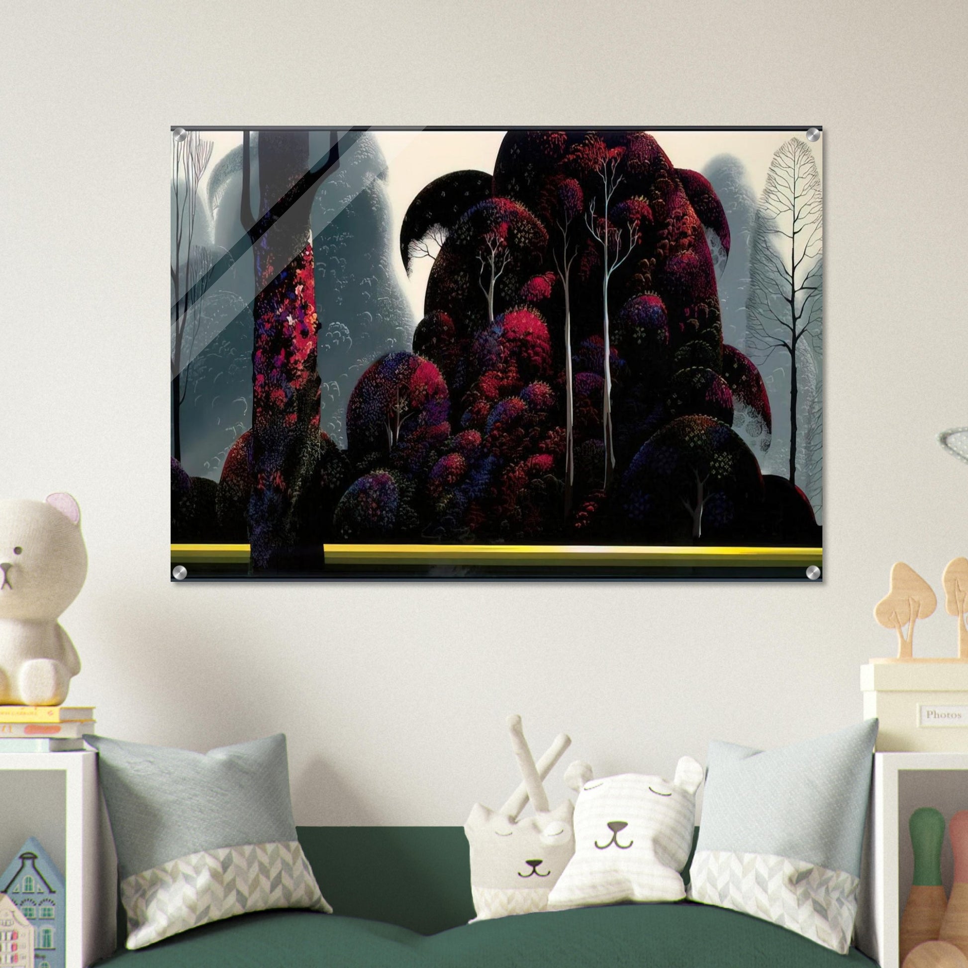 Crimson Eucalyptus - Eyvind Earle Acrylic Print - 70x100 cm / 28x40″ inches