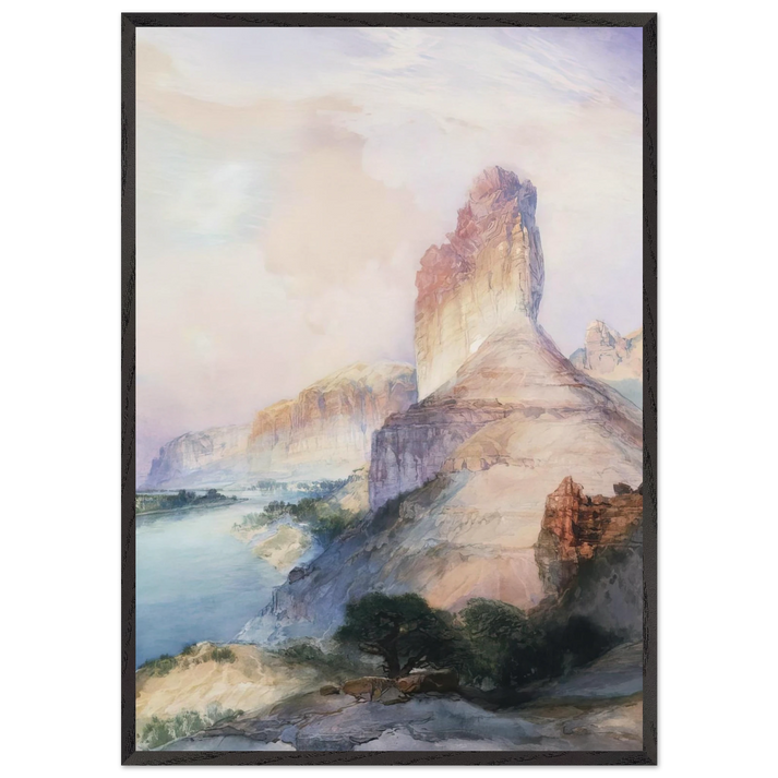 Butte Green River Wyoming - Thomas Moran 70x100 cm / 28x40 inches Framed Art Print – Black Wooden Frame