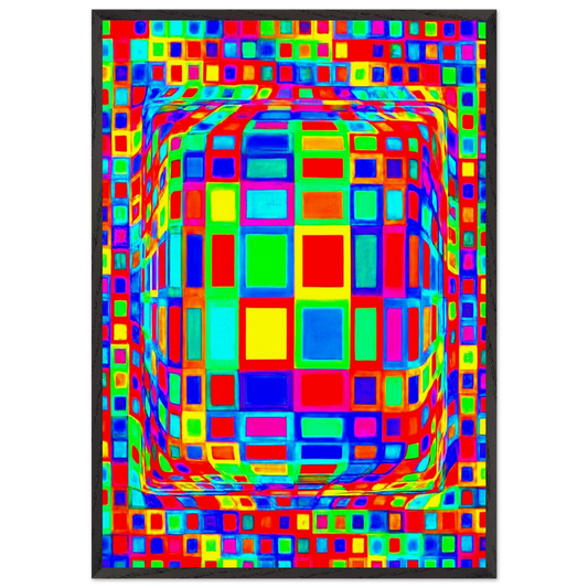 OND-DVA - Op Art - Victor Vasarely 70x100 cm / 28x40 inches Framed Art Print – Black Wooden Frame