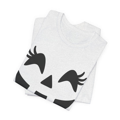 Jack O'Lantern Gesicht Kürbis Wimpern Halloween Damen Mädchen T-Shirt