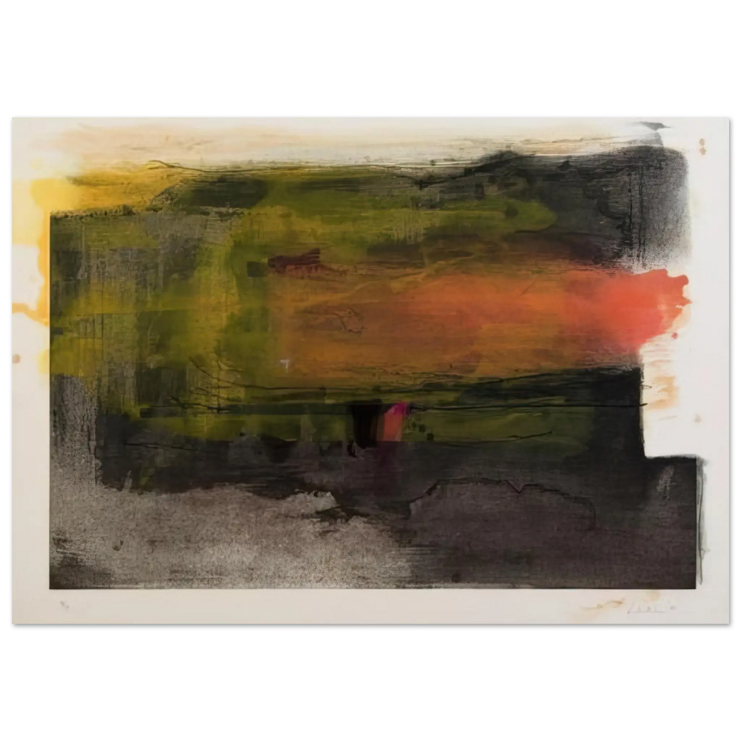Helen Frankenthaler - Deep Sun - 1983 Wall art - 50x70 cm / 20x28 Inches - Premium Wooden Framed Poster With Fine Art Paper - White frame