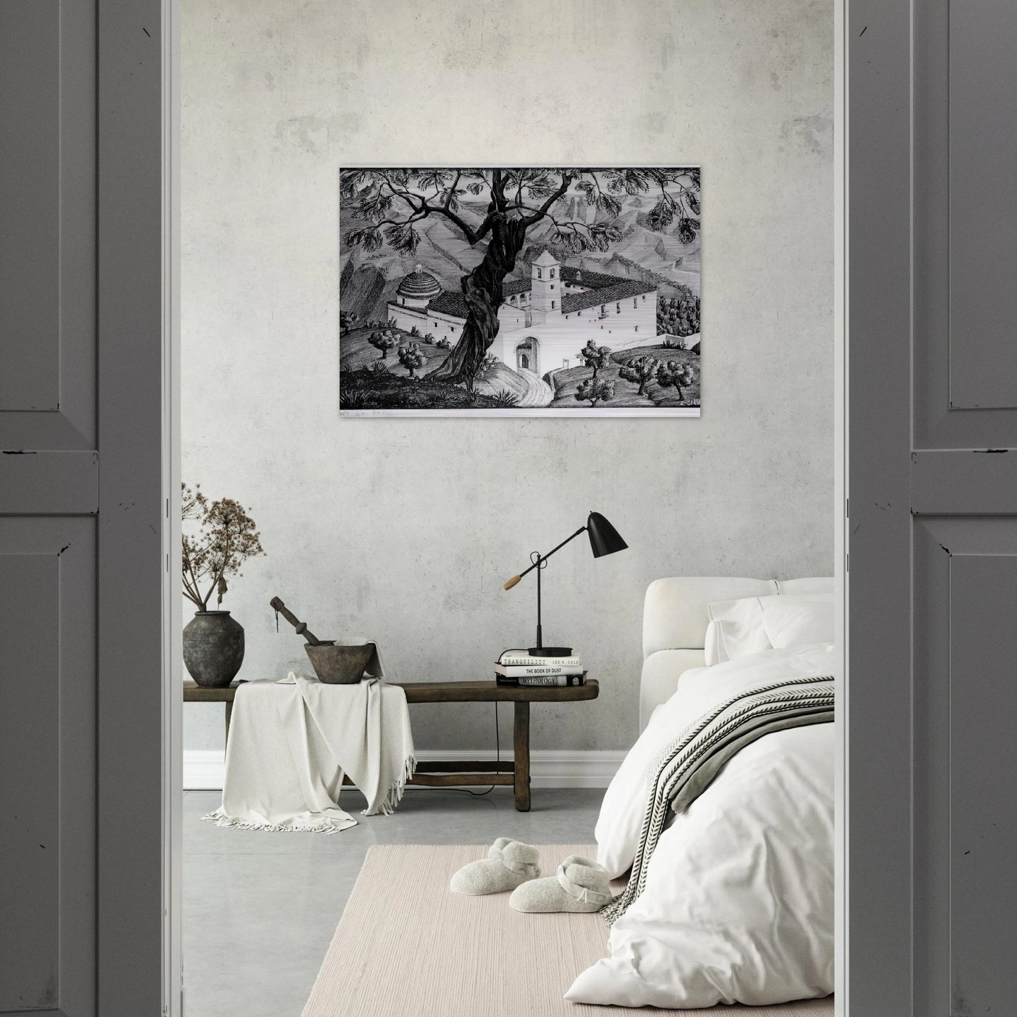 CLOISTER NEAR ROCCA IMPERIALE CALABRIA - MC Escher Brushed Aluminum Print - 70x100 cm / 28x40 inches | MC Escher Aluminum Print | MC Escher Prints