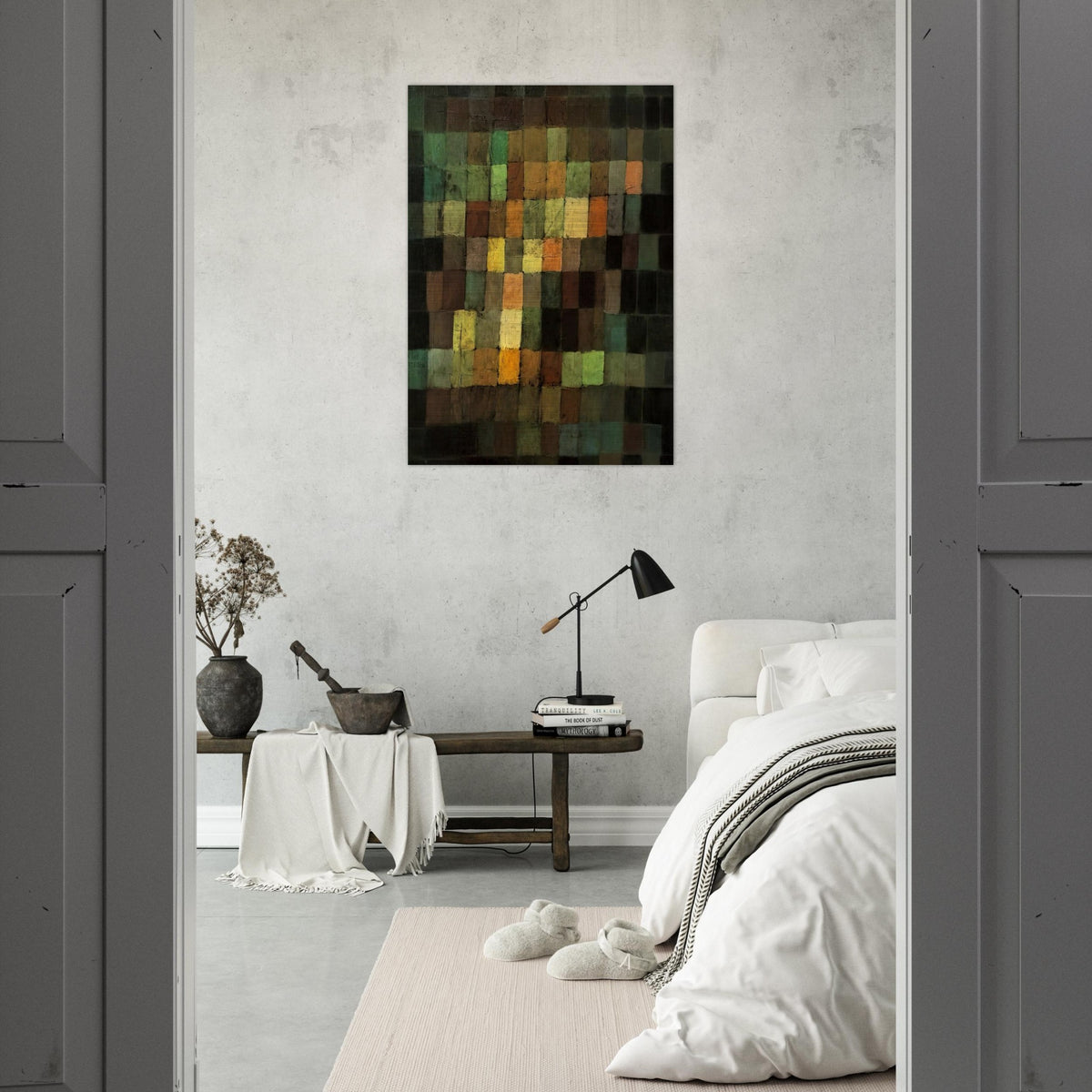 ANCIENT SOUND ABSTRACT ON BLACK BACKGROUND 1925 - Paul Klee Brushed Aluminum Print - 70x100 cm / 28x40 inches | Paul Klee Aluminum Print | Paul Klee Prints
