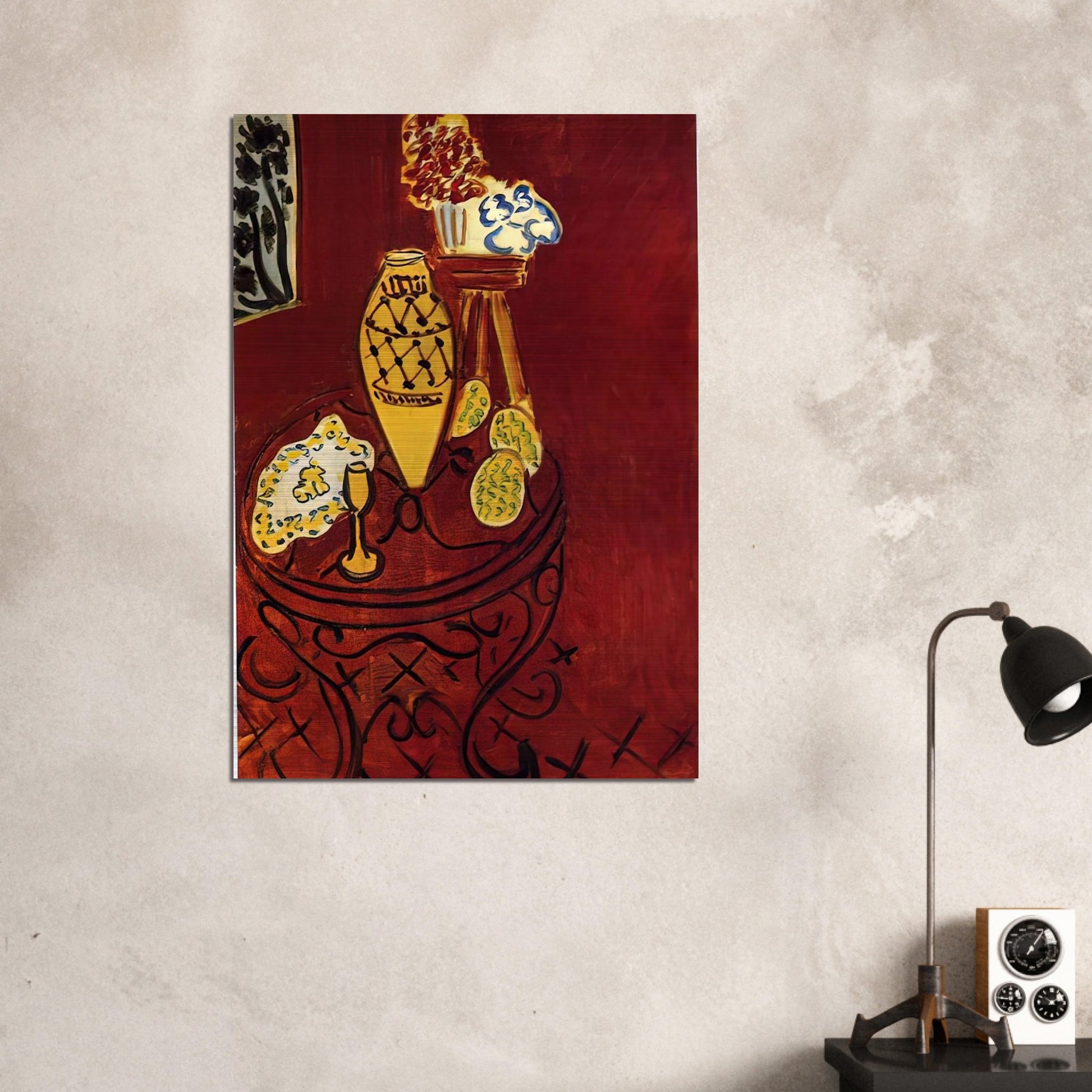 INTERIOR IN VENETIAN RED 1946 - Henri Matisse Brushed Aluminum Print - 70x100 cm / 28x40 inches | Henri Matisse Aluminum Print | Henri Matisse Prints