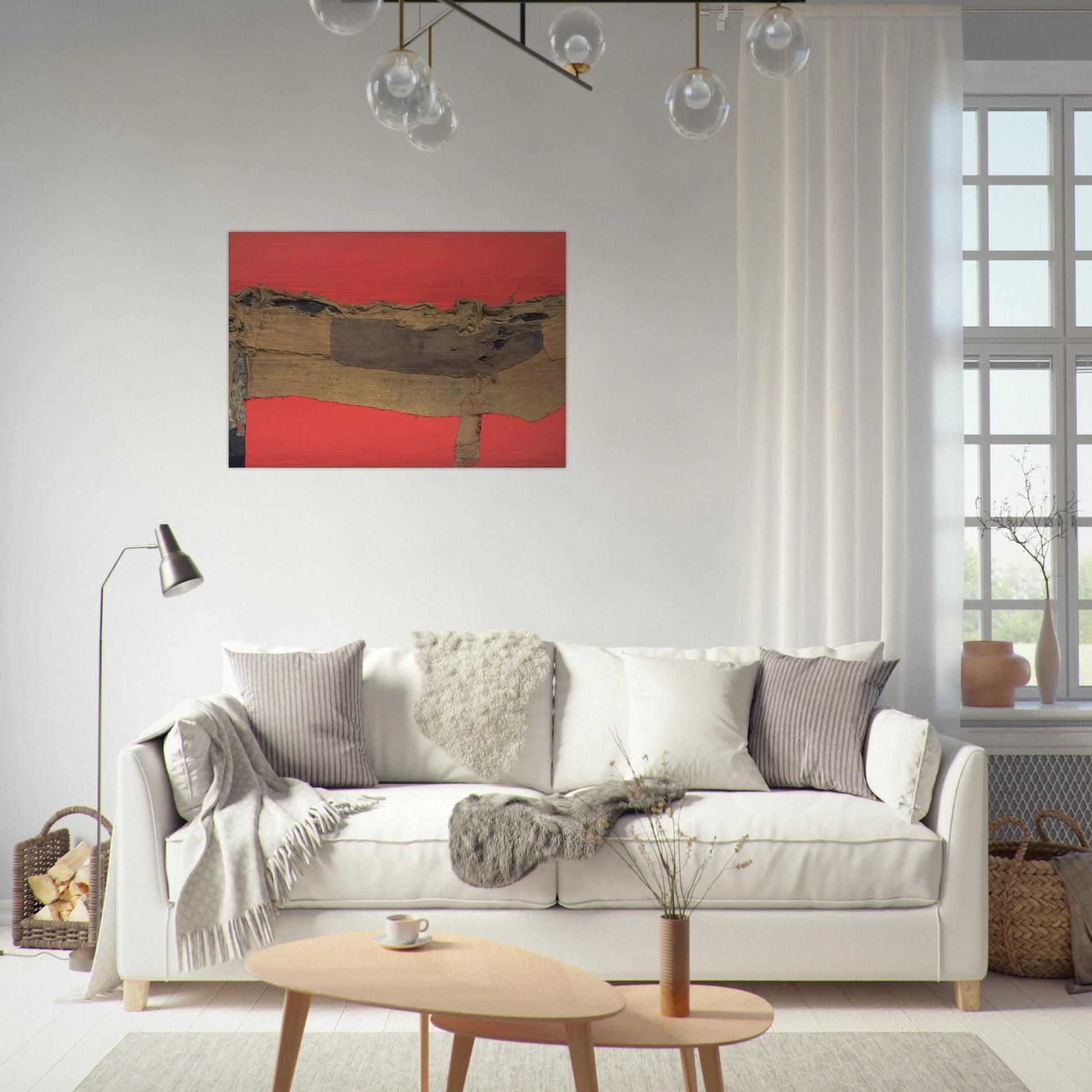 Sacking and Red - 1954 - Alberto Burri Brushed Aluminum Print - 70x100 cm / 28x40 inches | Alberto Burri Aluminum Print | Alberto Burri Prints