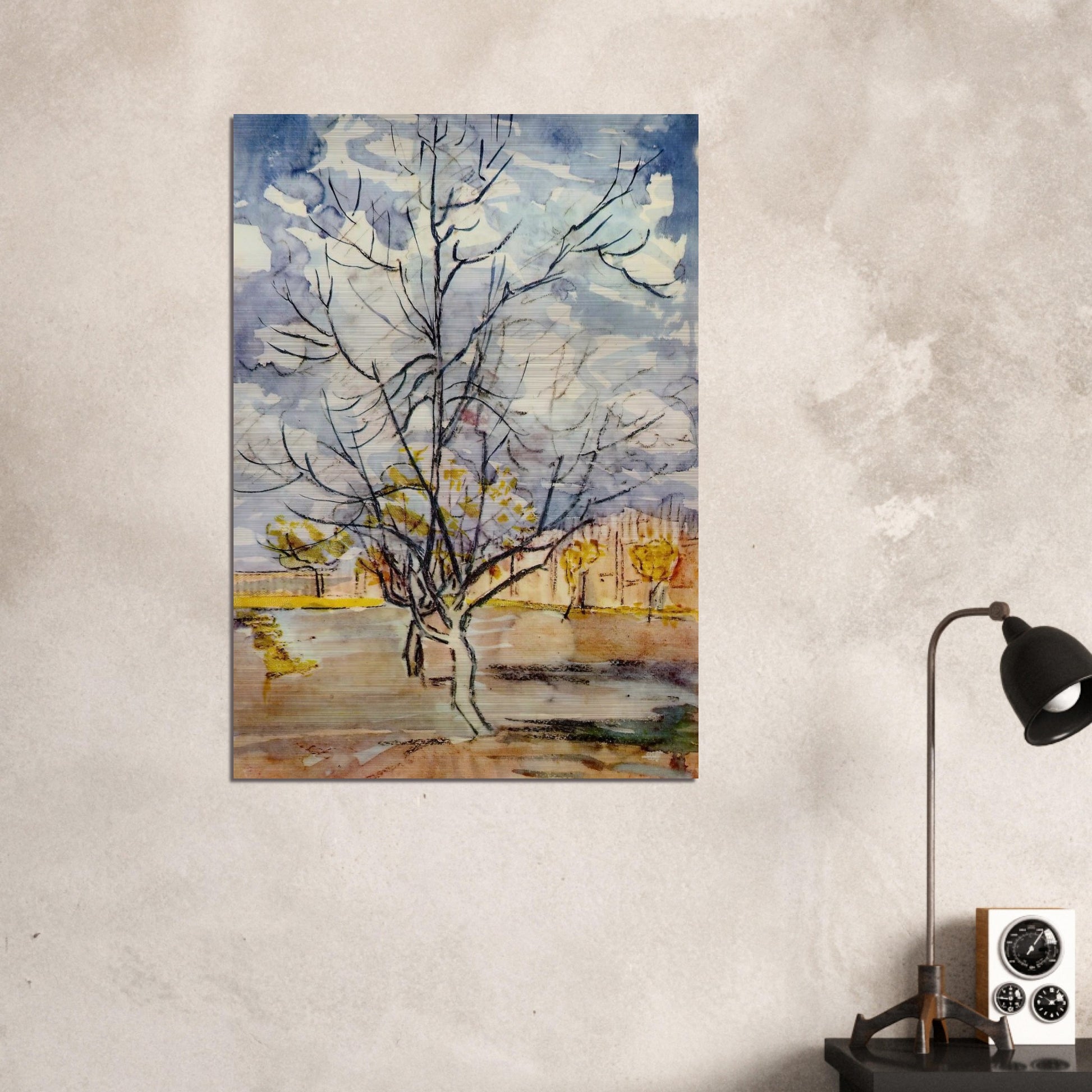 Pink Peach Trees - Vincent van Gogh Brushed Aluminum Print - 70x100 cm / 28x40 inches | Vincent van Gogh Aluminum Print | Vincent van Gogh Prints
