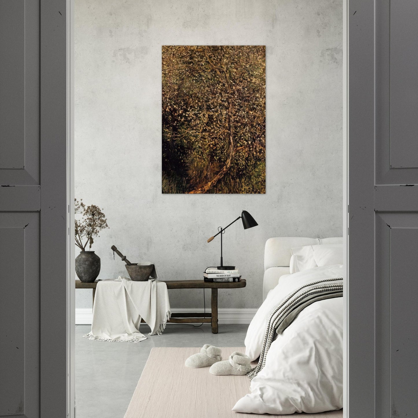 Apple Trees in Blossom by the Water - claude monet Brushed Aluminum Print - 70x100 cm / 28x40 inches | claude monet Aluminum Print | claude monet Prints