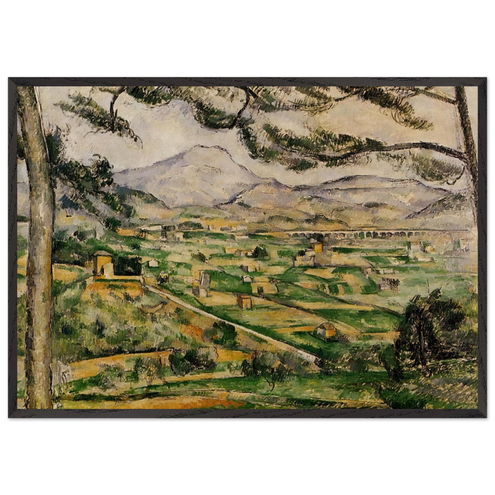 Mont Sainte-Victoire with Large Pine - Paul Cezanne 70x100 cm / 28x40 inches Framed Art Print – Black Wooden Frame