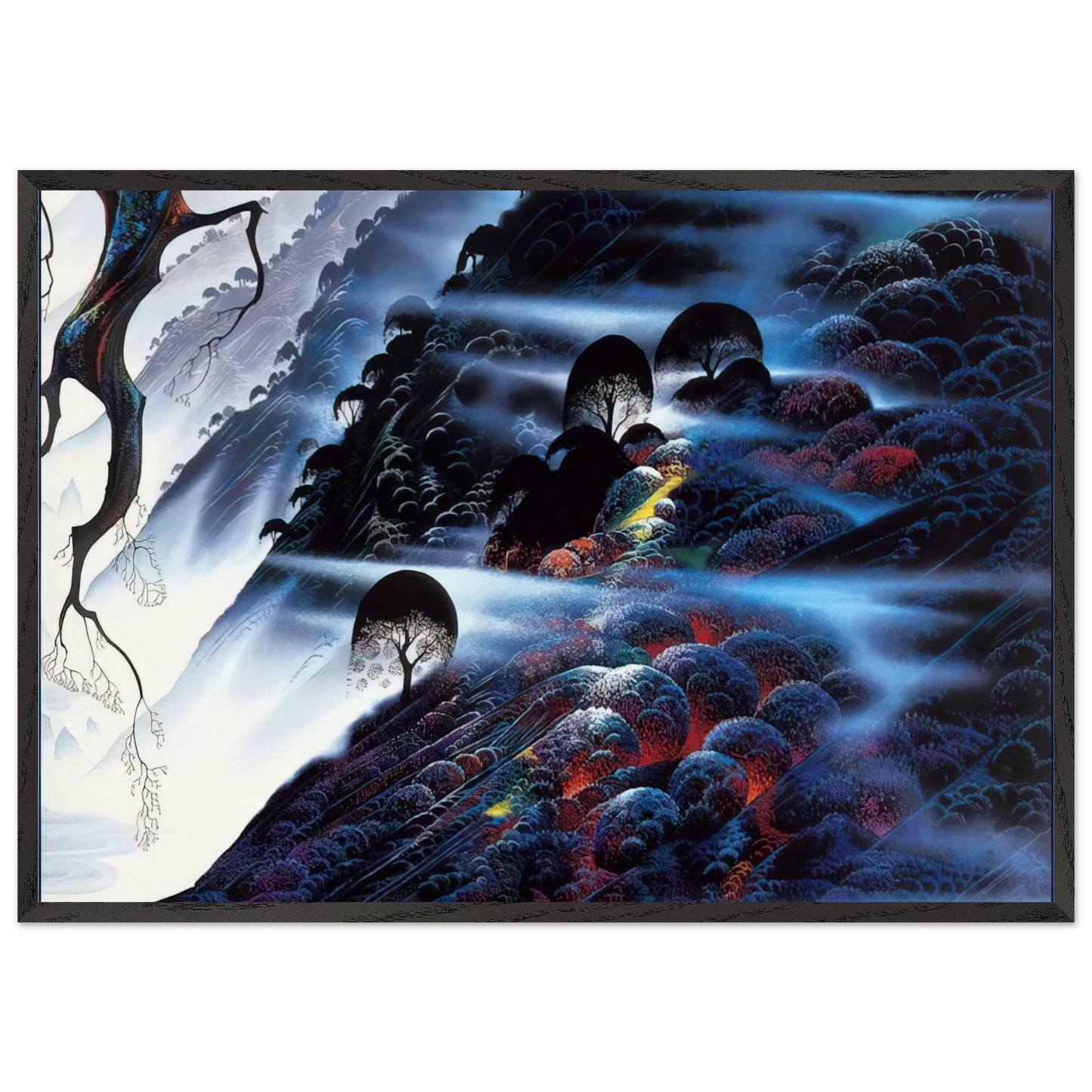 Blue Light - Eyvind Earle 70x100 cm / 28x40 inches Framed Art Print – Black Wooden Frame