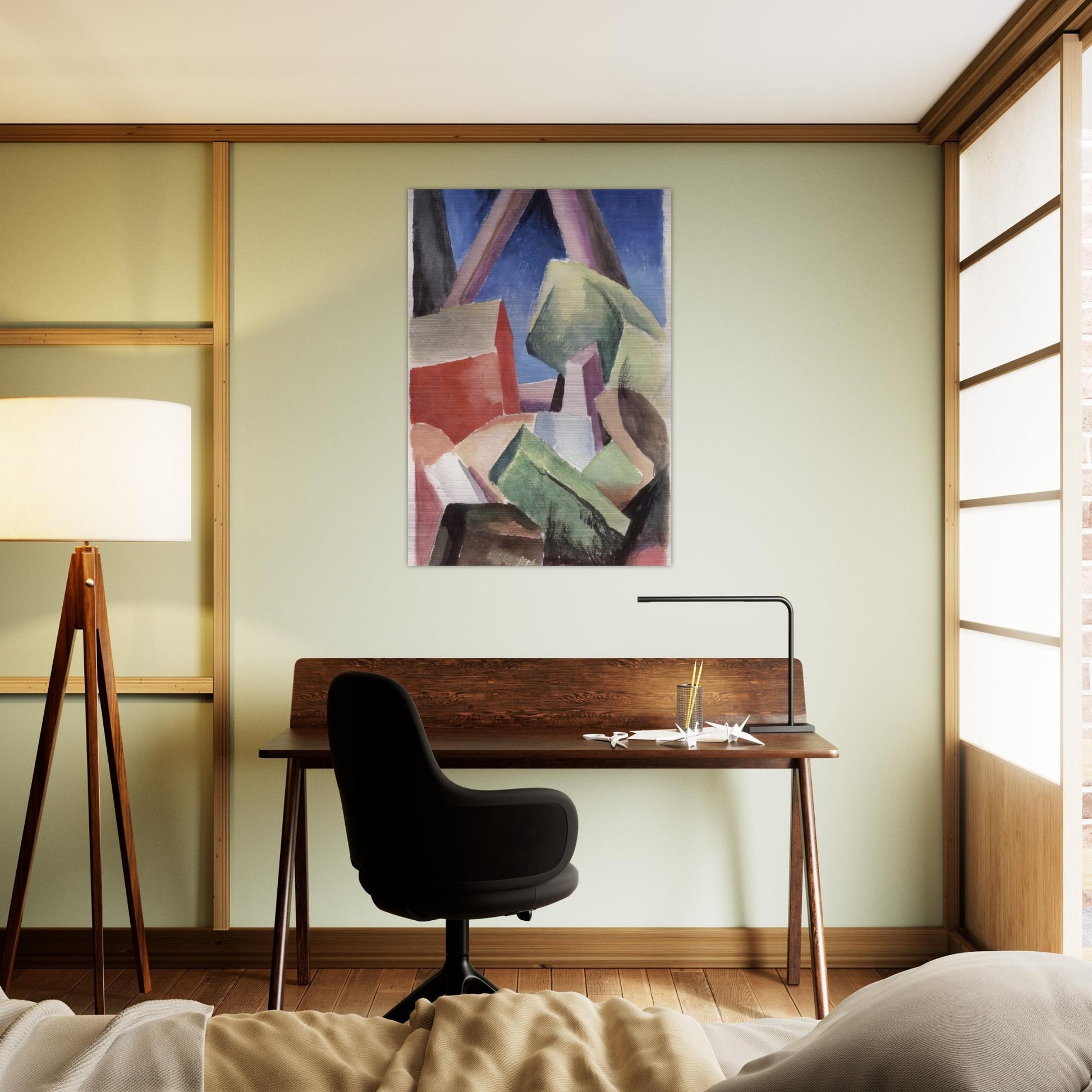 HOUSE IN CUBIST LANDSCAPE 1920 - Thomas Hart Benton Brushed Aluminum Print - 70x100 cm / 28x40 inches | Thomas Hart Benton Aluminum Print | Thomas Hart Benton Prints