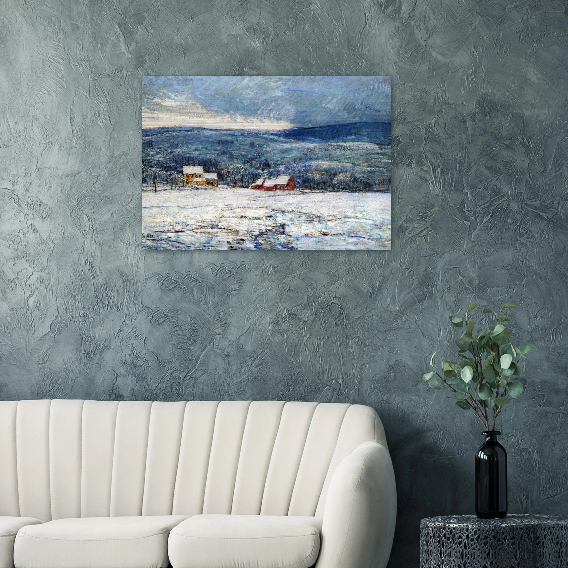 Winter in the Connecticut Hills - Childe Hassam Brushed Aluminum Print - 70x100 cm / 28x40 inches | Childe Hassam Aluminum Print | Childe Hassam Prints