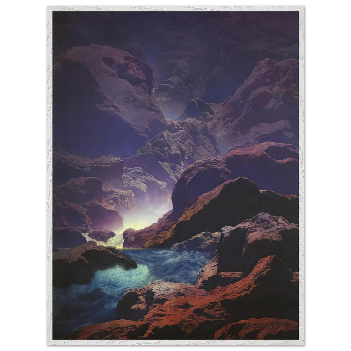 Maxfield Parrish - Moonlight Wall Art - 60x80 cm / 24x32 inches - Premium Wooden Framed Poster With Fine Art Paper-canvas - White frame