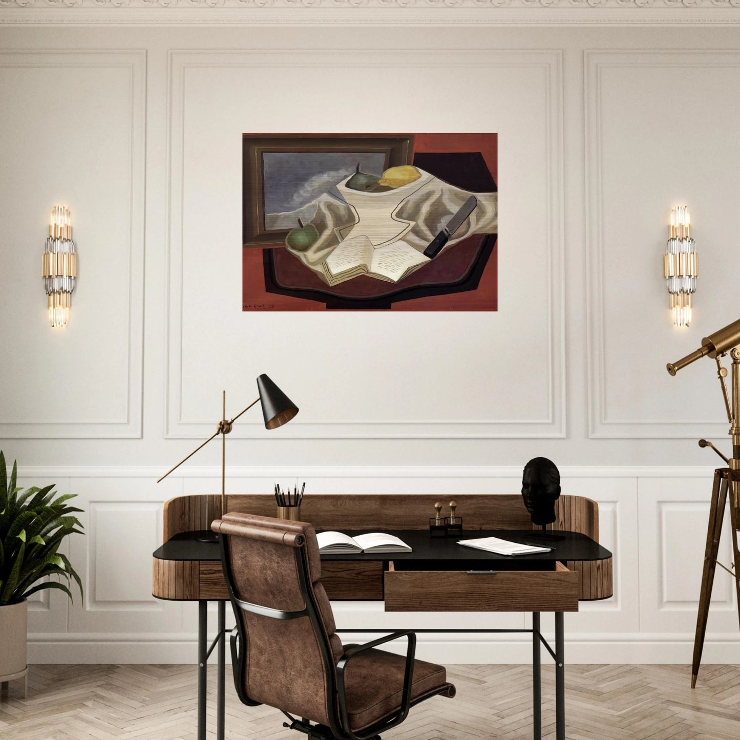 THE TABLE IN FRONT OF THE PICTURE 1926 - Juan Gris Brushed Aluminum Print - 70x100 cm / 28x40 inches | Juan Gris Aluminum Print | Juan Gris Prints