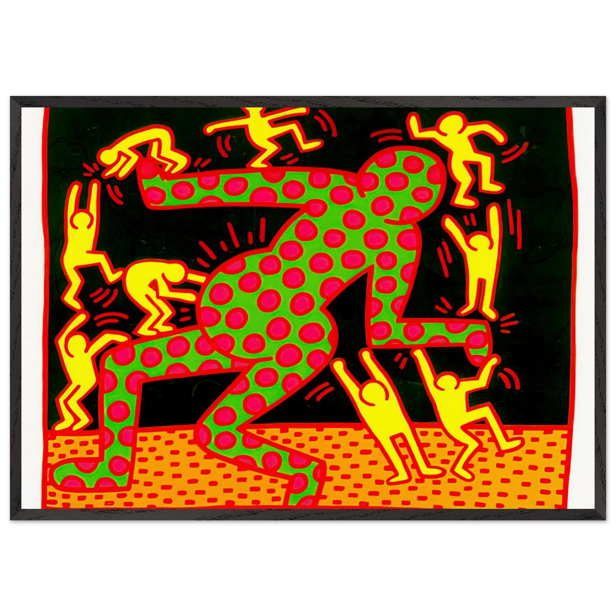 UNTITLED 1983 2 N2 - Keith Haring 70x100 cm / 28x40 inches Framed Art Print – Black Wooden Frame | Keith Haring Art For Sale