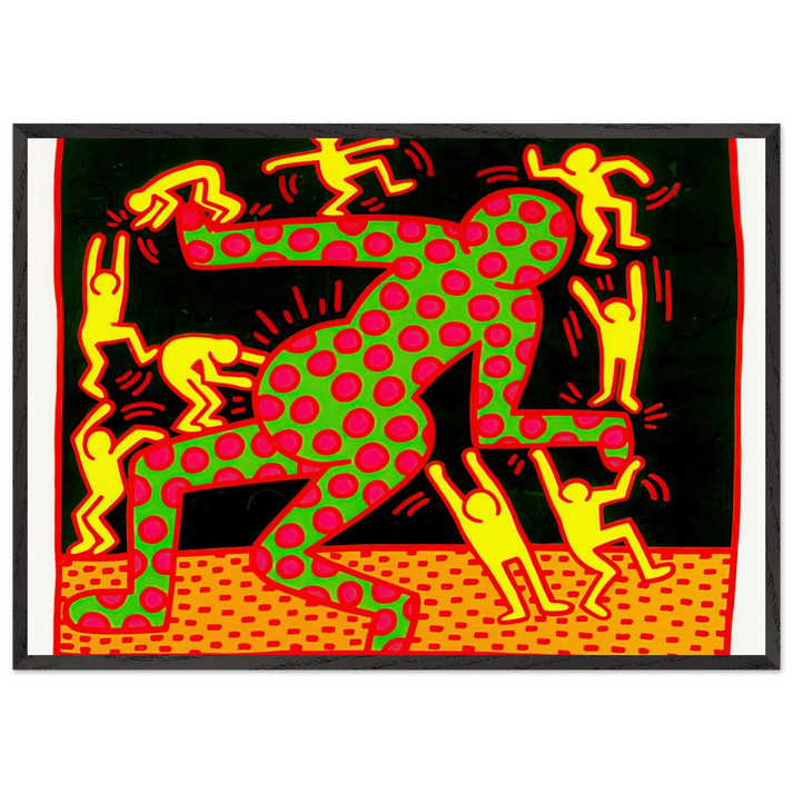 UNTITLED 1983 2 N2 - Keith Haring 70x100 cm / 28x40 inches Framed Art Print – Black Wooden Frame | Keith Haring Art For Sale