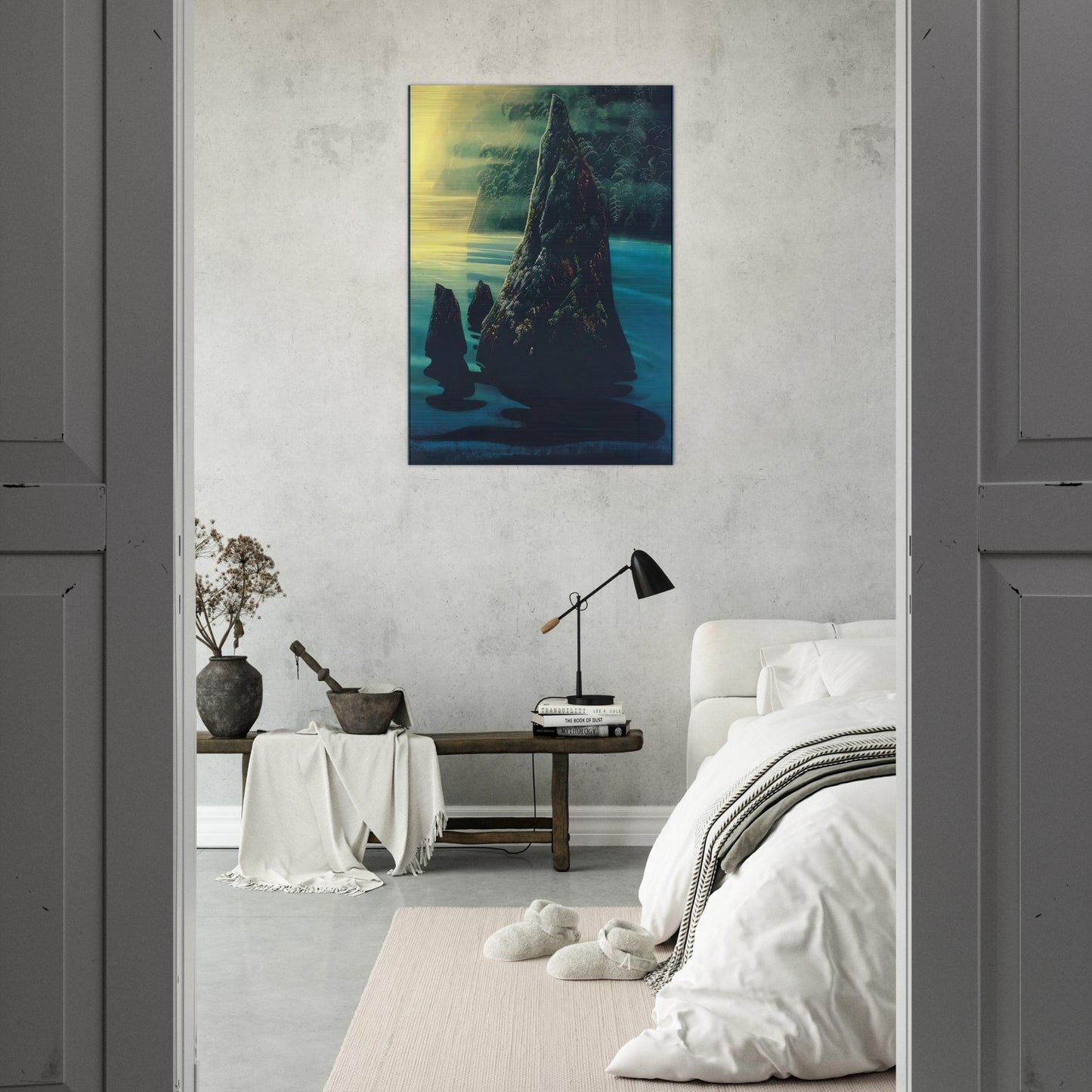 The Rock - Eyvind Earle Brushed Aluminum Print - 70x100 cm / 28x40 inches | Eyvind Earle Aluminum Print | Eyvind Earle Prints