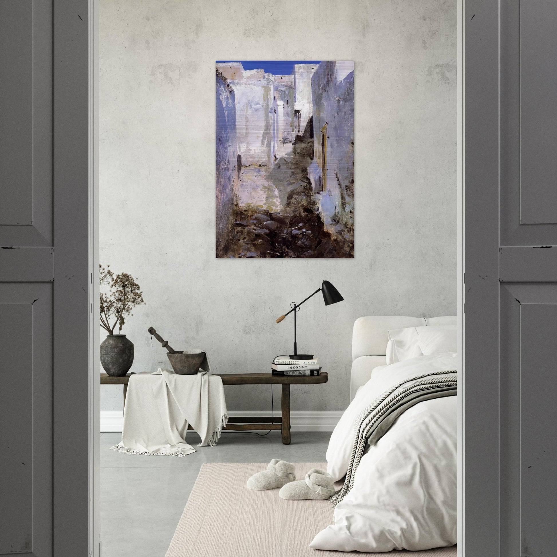 A Street in Algiers - John Singer Sargent Brushed Aluminum Print - 70x100 cm / 28x40 inches | John Singer Sargent Aluminum Print | John Singer Sargent Prints