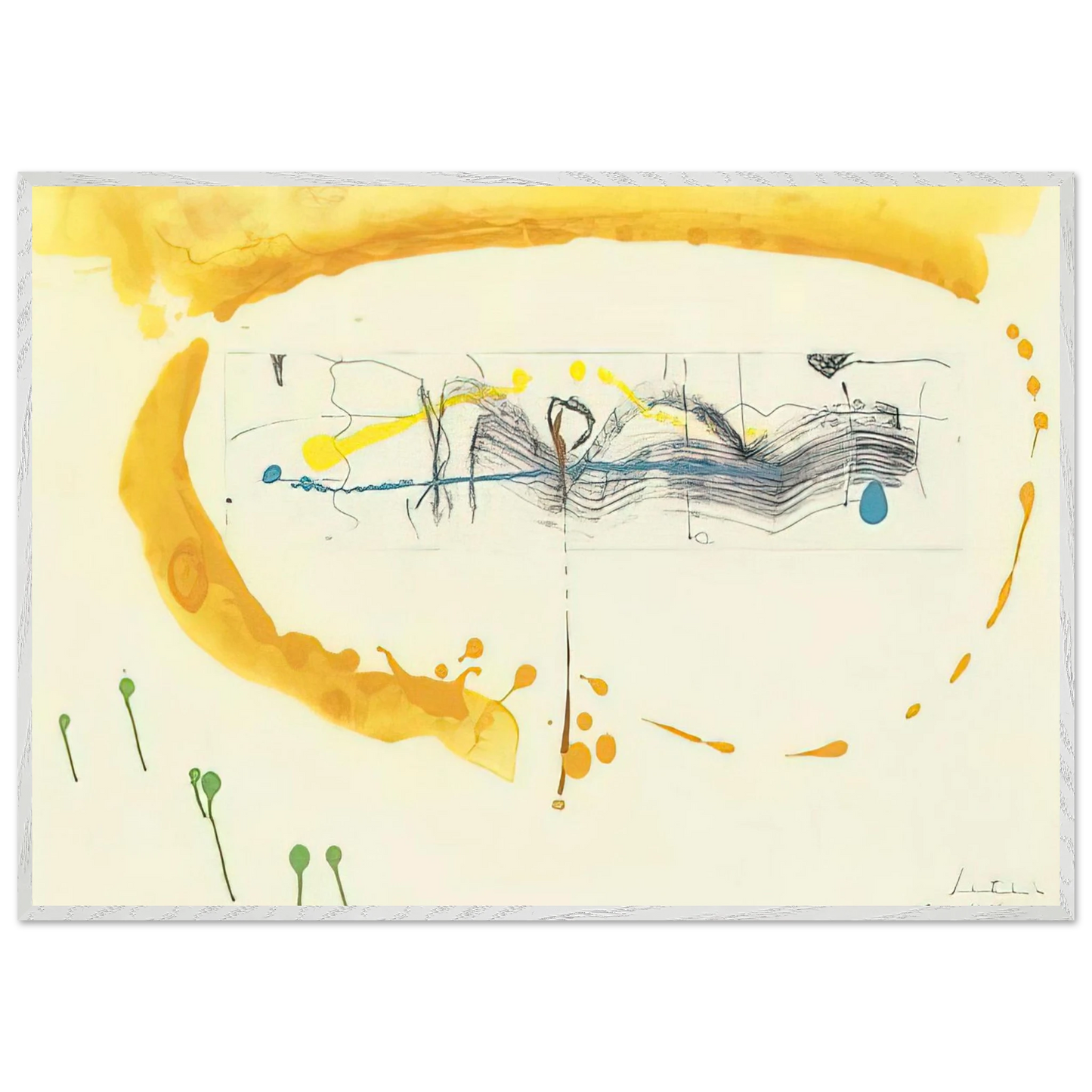 Helen Frankenthaler - Making Music - 2000 Wall art - 13x18 cm / 5x7 inches - Premium Wooden Framed Poster With Fine Art Paper-canvas - White frame