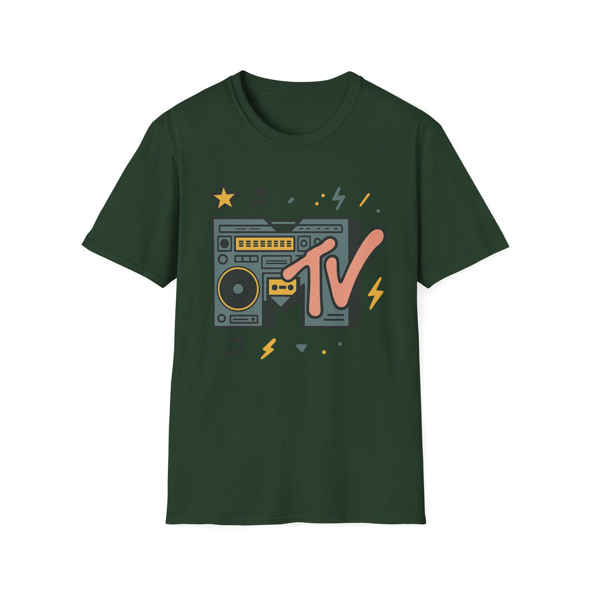 Retro MTV Vintage Leopardenmuster Musikfernsehen Grafik T-Shirt 80er 90er Throwback Unisex Band Shirt Animal Print Rock Style T-Shirt