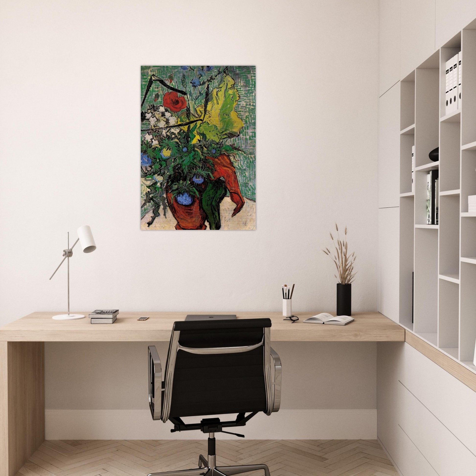 Wild Flowers and Thistles in a Vase - Vincent van Gogh Brushed Aluminum Print - 70x100 cm / 28x40 inches | Vincent van Gogh Aluminum Print | Vincent van Gogh Prints