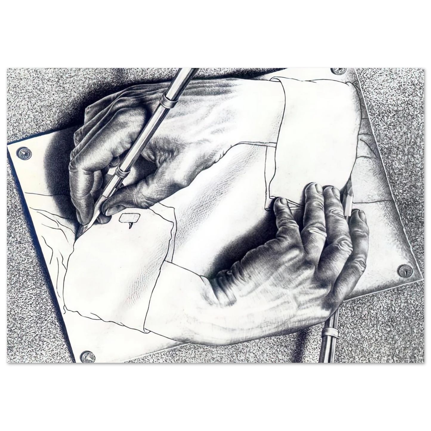 MC Escher - DRAWING HANDS Wall Art - 60x80 cm / 24x32 inches - Fine Art Poster-canvas - -