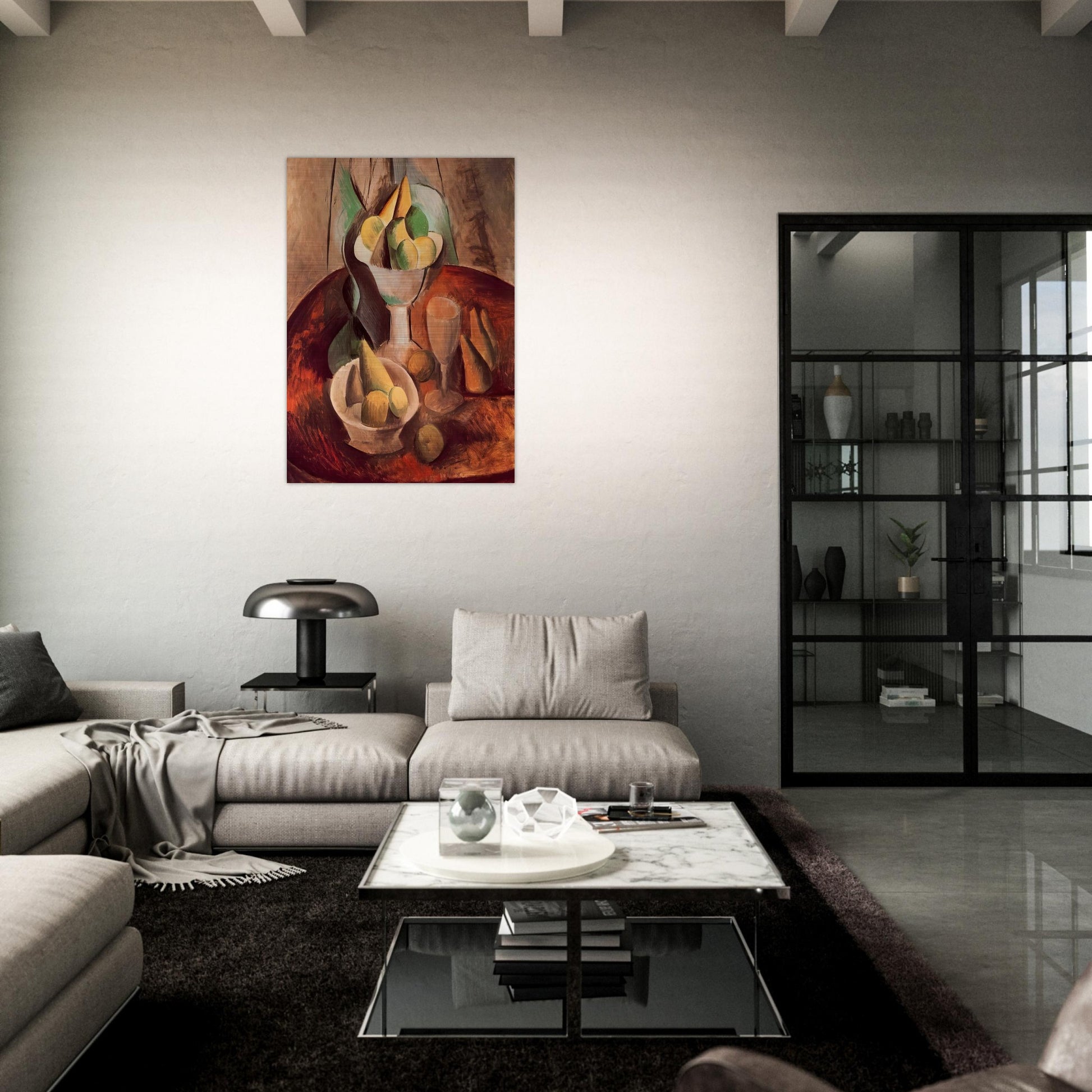 Fruit in a Vase - 1909 - Pablo Picasso Brushed Aluminum Print - 70x100 cm / 28x40 inches | Pablo Picasso Aluminum Print | Pablo Picasso Prints