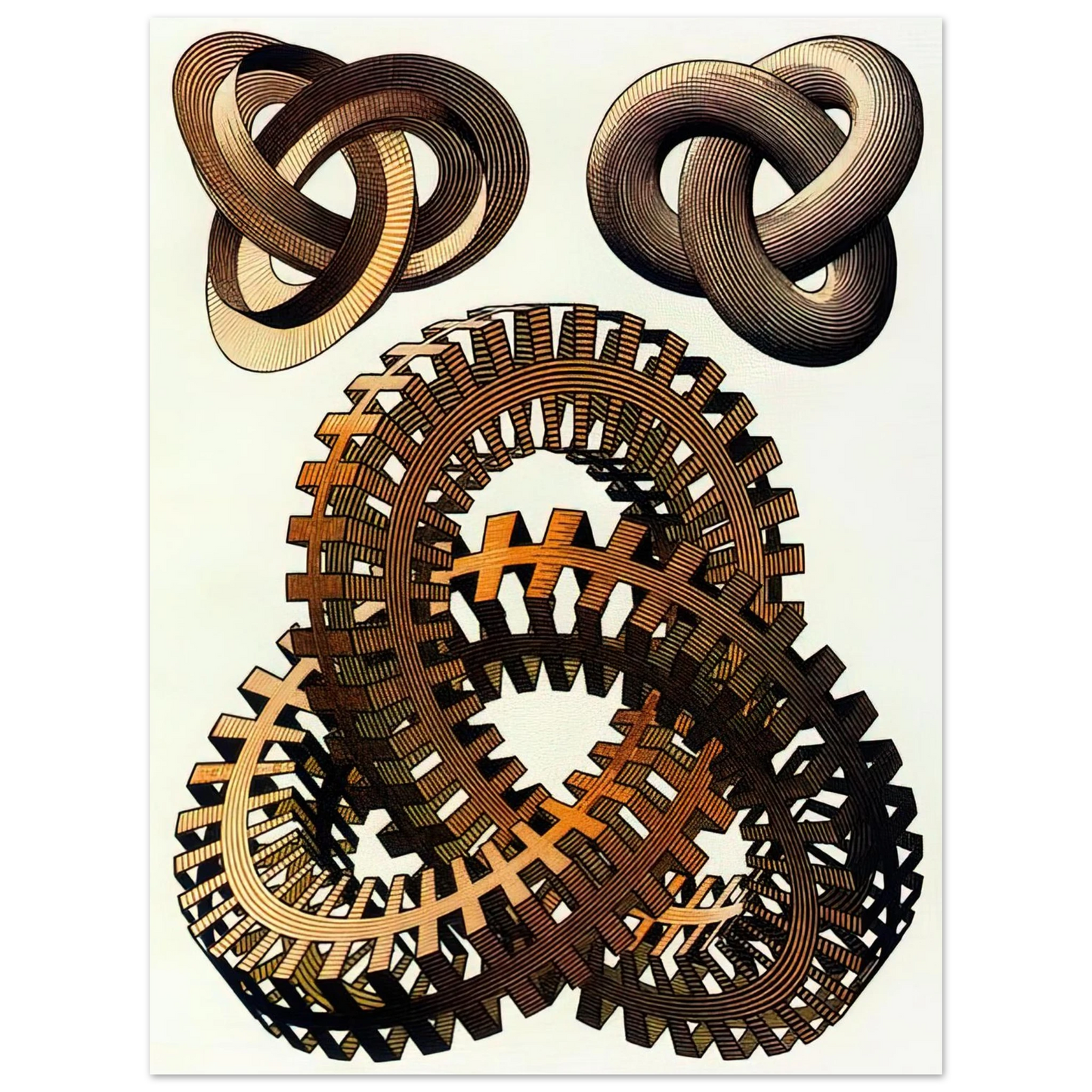 MC Escher - KNOTS COLOUR Wall Art - 60x80 cm / 24x32 inches - Premium Wooden Framed Poster With Fine Art Paper-canvas - Black frame