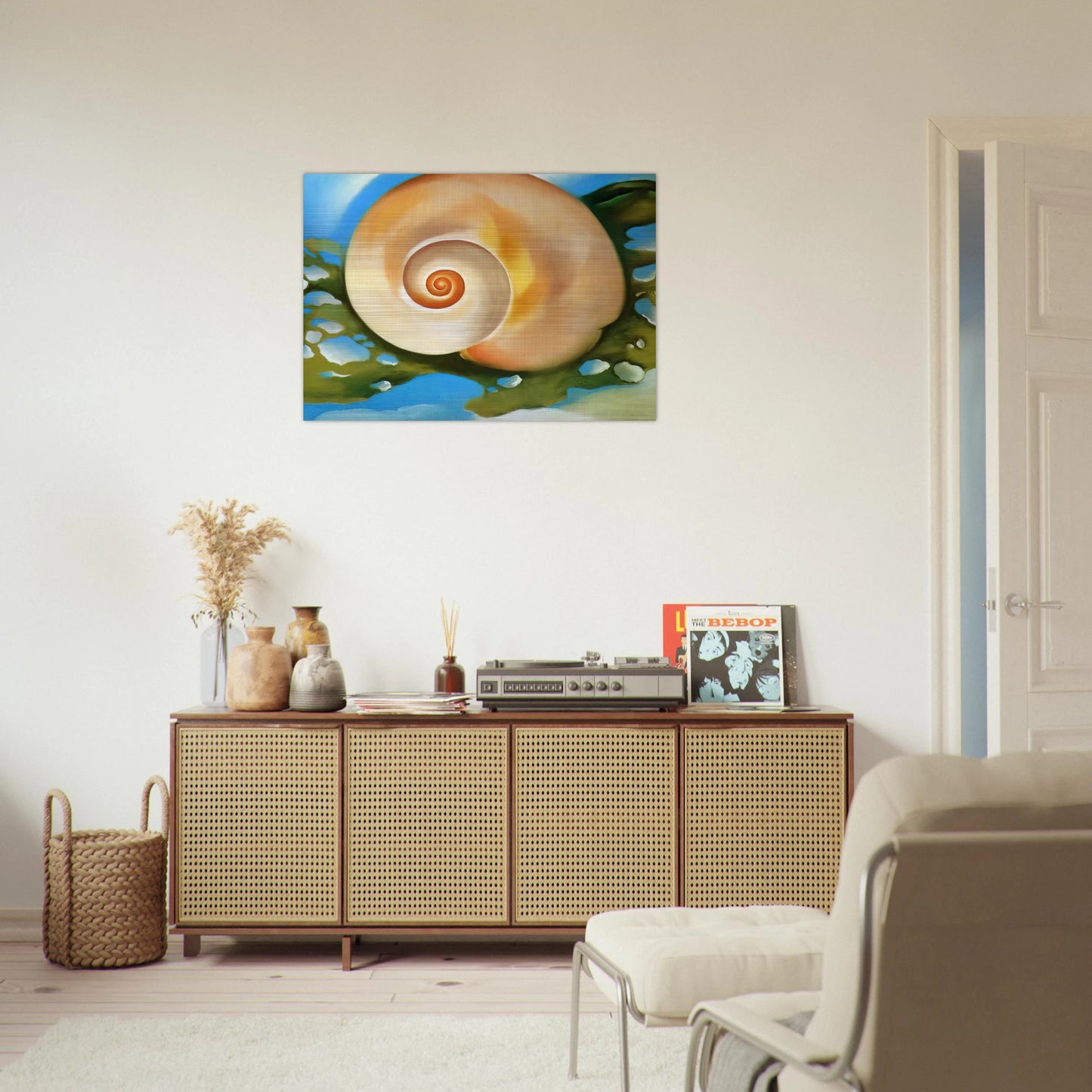 Pink Shell with Seaweed - Georgia O'Keeffe Brushed Aluminum Print - 70x100 cm / 28x40 inches | Georgia O'Keeffe Aluminum Print | Georgia O'Keeffe Prints