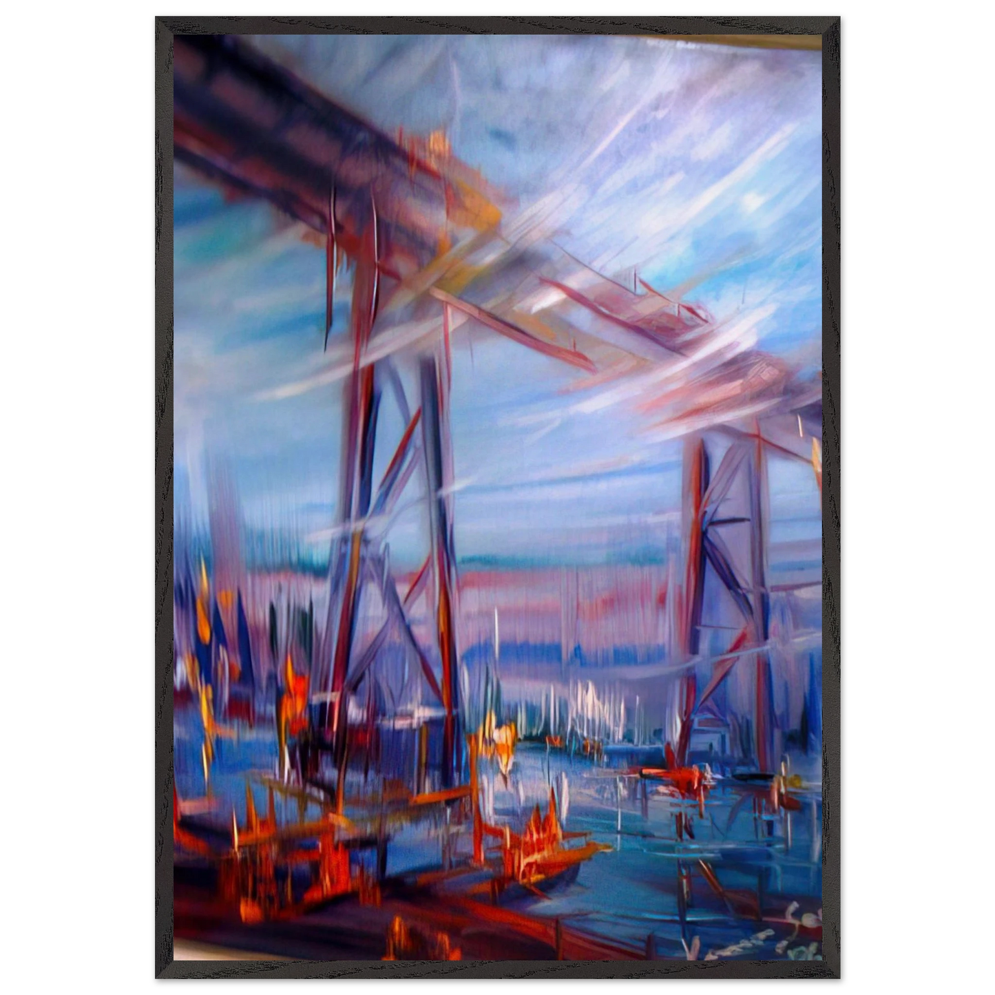 Bridge over Utopia - Konrad Zuse 70x100 cm / 28x40 inches Framed Art Print – Black Wooden Frame