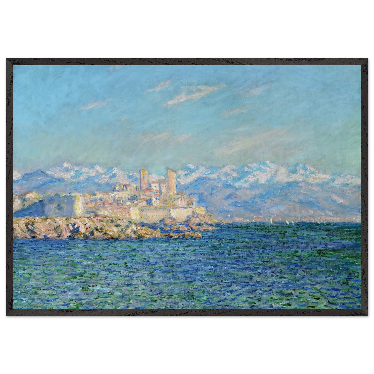 Antibes Afternoon Effect - claude monet 70x100 cm / 28x40 inches Framed Art Print – Black Wooden Frame