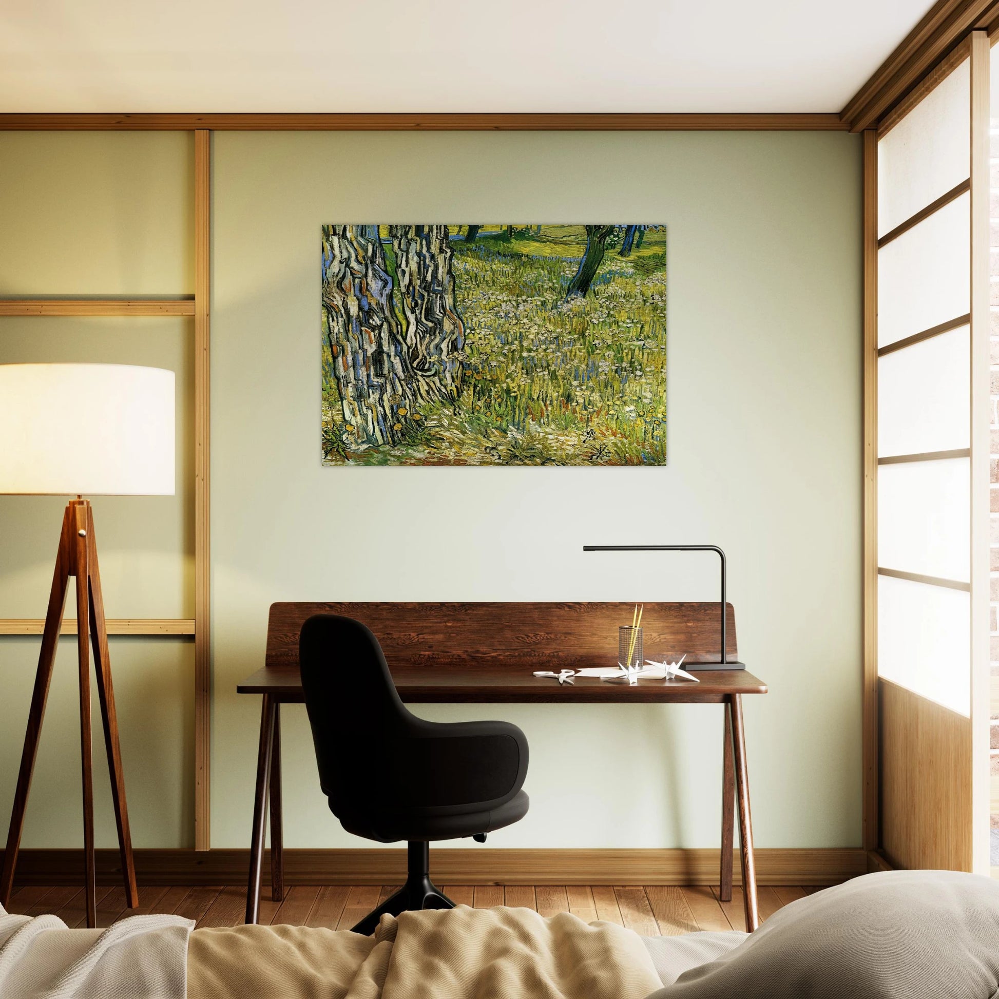 Tree Trunks in the Grass - Vincent van Gogh Brushed Aluminum Print - 70x100 cm / 28x40 inches | Vincent van Gogh Aluminum Print | Vincent van Gogh Prints