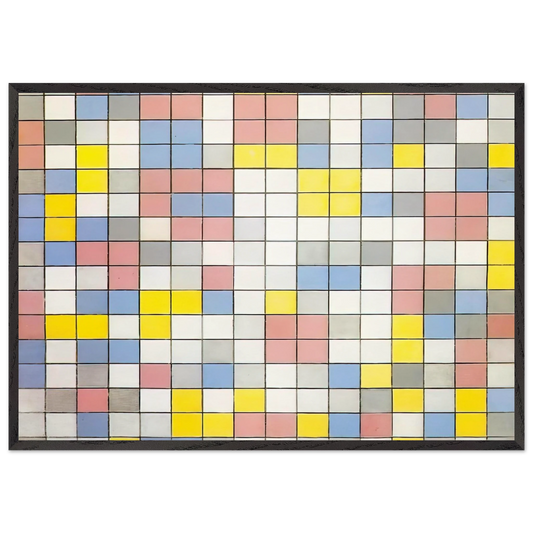 Composition with Grid IX - Piet Mondrian 70x100 cm / 28x40 inches Framed Art Print – Black Wooden Frame