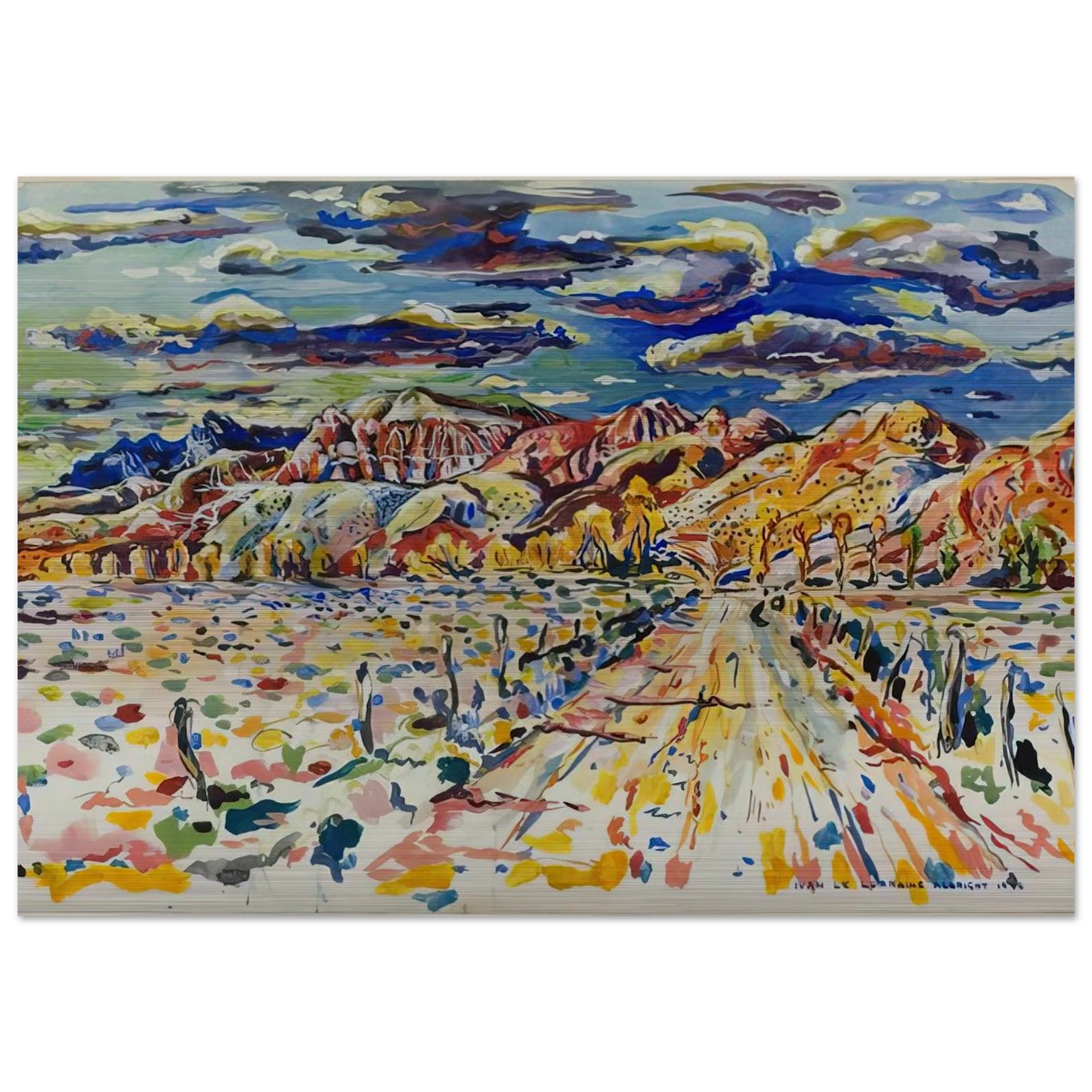 RANCH WYOMING 1946 - Ivan Albright Brushed Aluminum Print - 70x100 cm / 28x40 inches | Ivan Albright Aluminum Print | Ivan Albright Prints