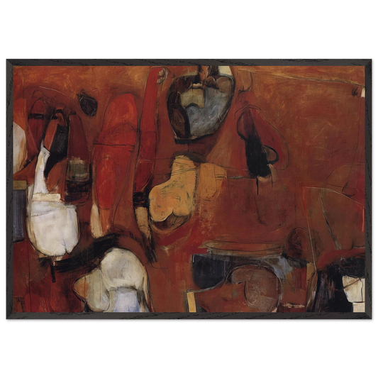Untitled Red Painting - 1960 - Brett Whiteley 70x100 cm / 28x40 inches Framed Art Print – Black Wooden Frame