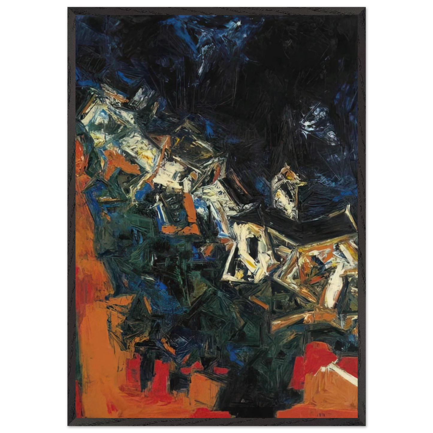 Clocher du Village - 1958 - S H Raza 70x100 cm / 28x40 inches Framed Art Print – Black Wooden Frame