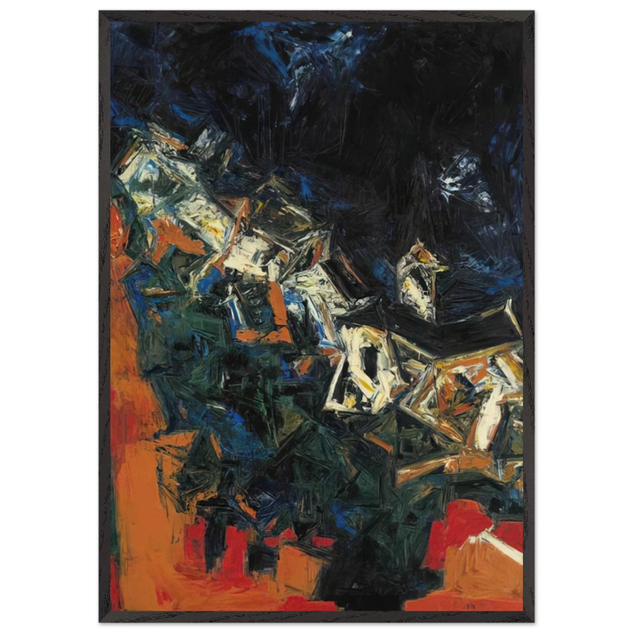 Clocher du Village - 1958 - S H Raza 70x100 cm / 28x40 inches Framed Art Print – Black Wooden Frame