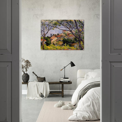 L'Estaque. View through the Trees - Paul Cézanne Acrylic Print - 70x100 cm / 28x40″ inches | Paul Cézanne Wall Art | Paul Cézanne Prints