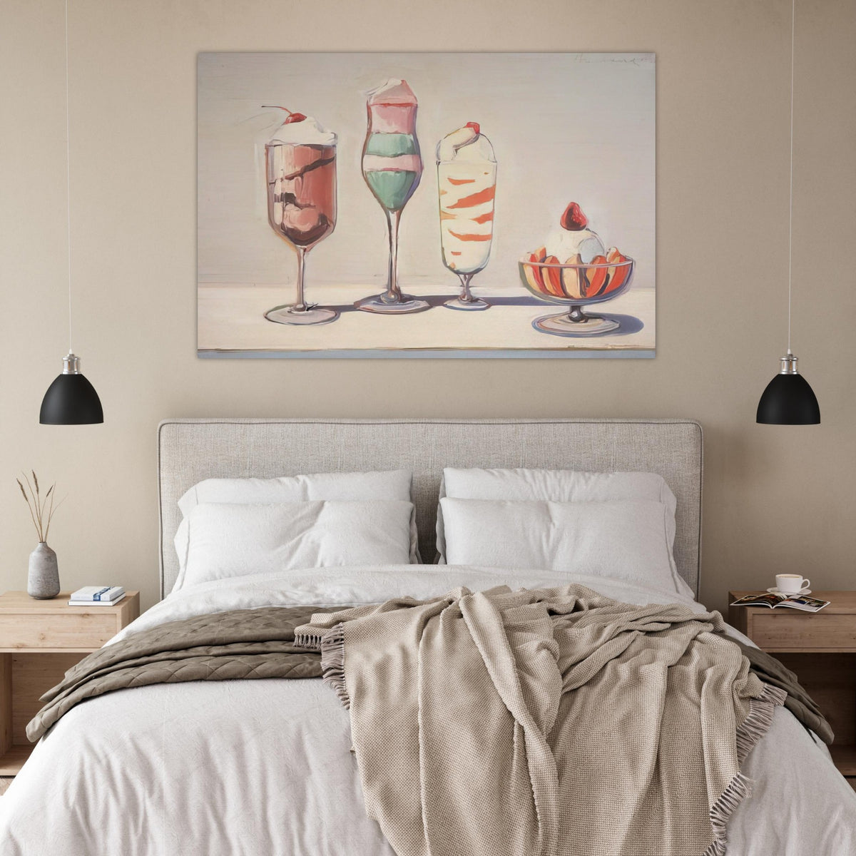 Four Sundaes - Pop Art - Wayne Thiebaud Art Prints - 100x150 cm / 40x60″ inches | Wayne Thiebaud Poster | Wayne Thiebaud Prints