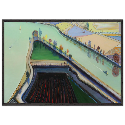 River Boats - 2001 - Wayne Thiebaud 70x100 cm / 28x40 inches Framed Art Print – Black Wooden Frame